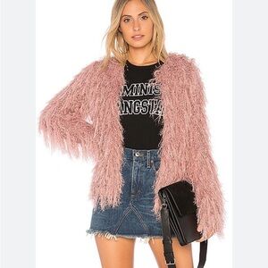 J.O.A Shaggy Cardigan Grunge Grandma Comfy Knit Oversized Relaxed Fit Chic